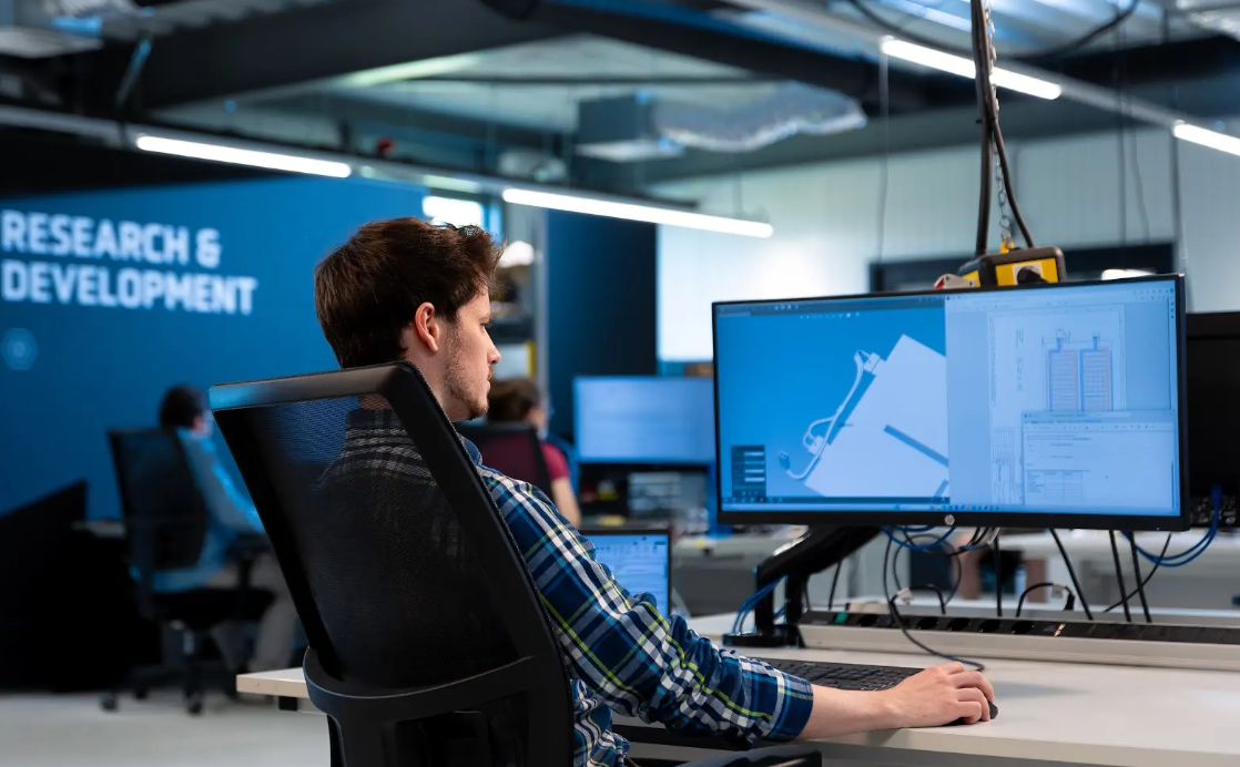 Engineer working on a computer